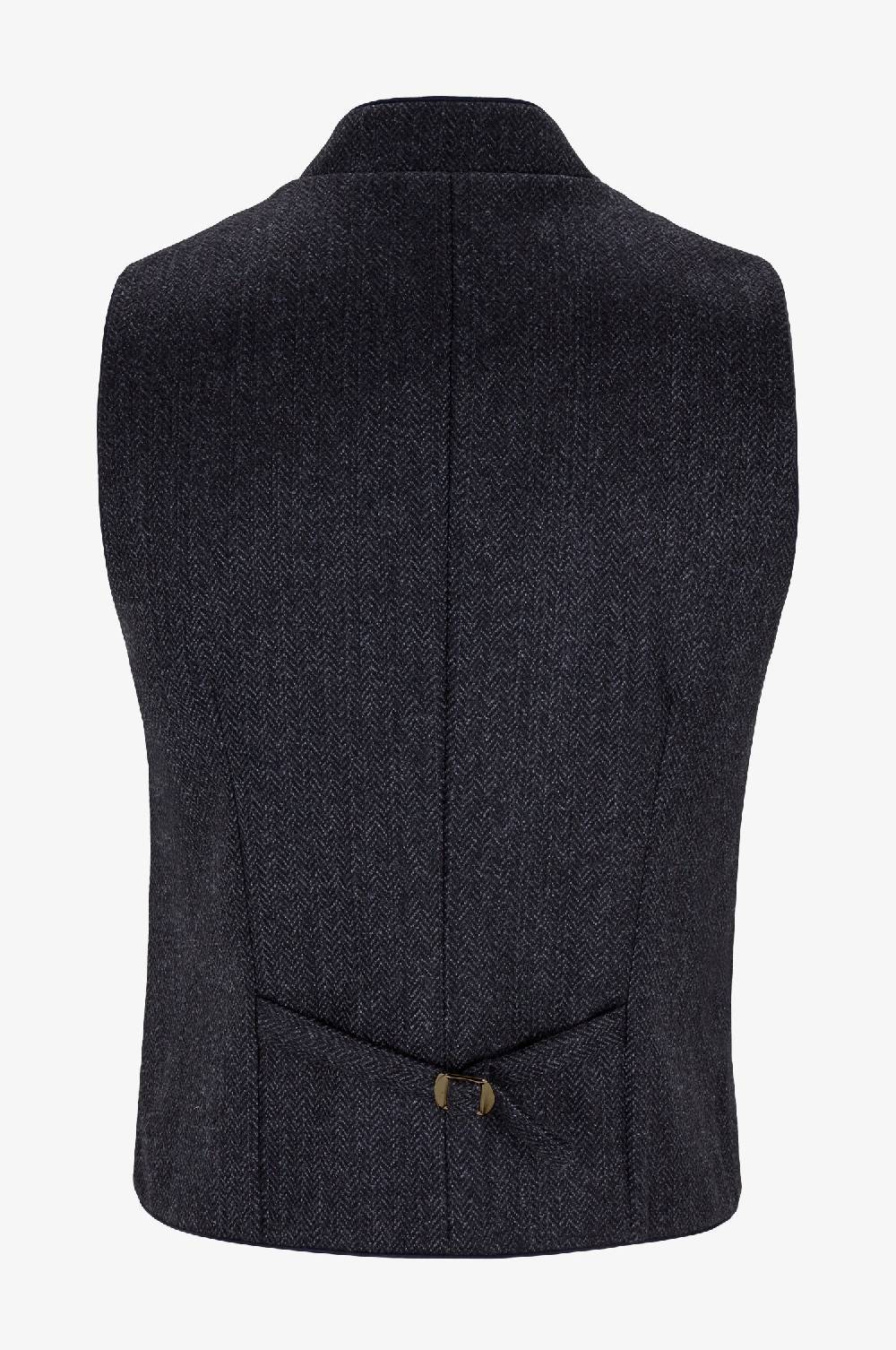 Kinga Mathe Gilet Nick aus Schurwolle in Anthrazit mit Paspel in Blau Blitzangebot
