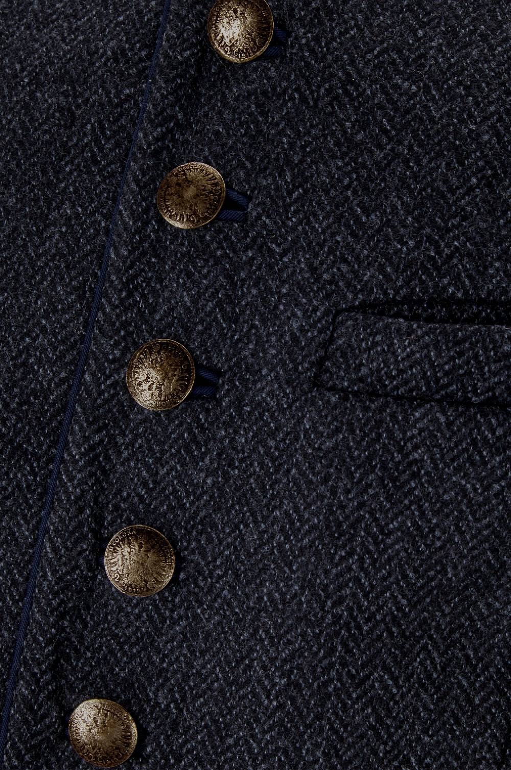 Kinga Mathe Gilet Nick aus Schurwolle in Anthrazit mit Paspel in Blau Blitzangebot