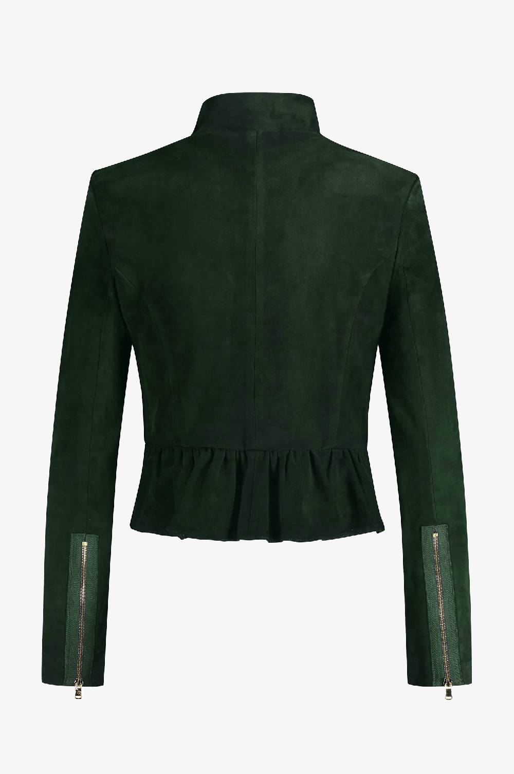 Kinga Mathe Lederjacke Sybille mit Schößchen in Tanne Kostenlose Rückgabe