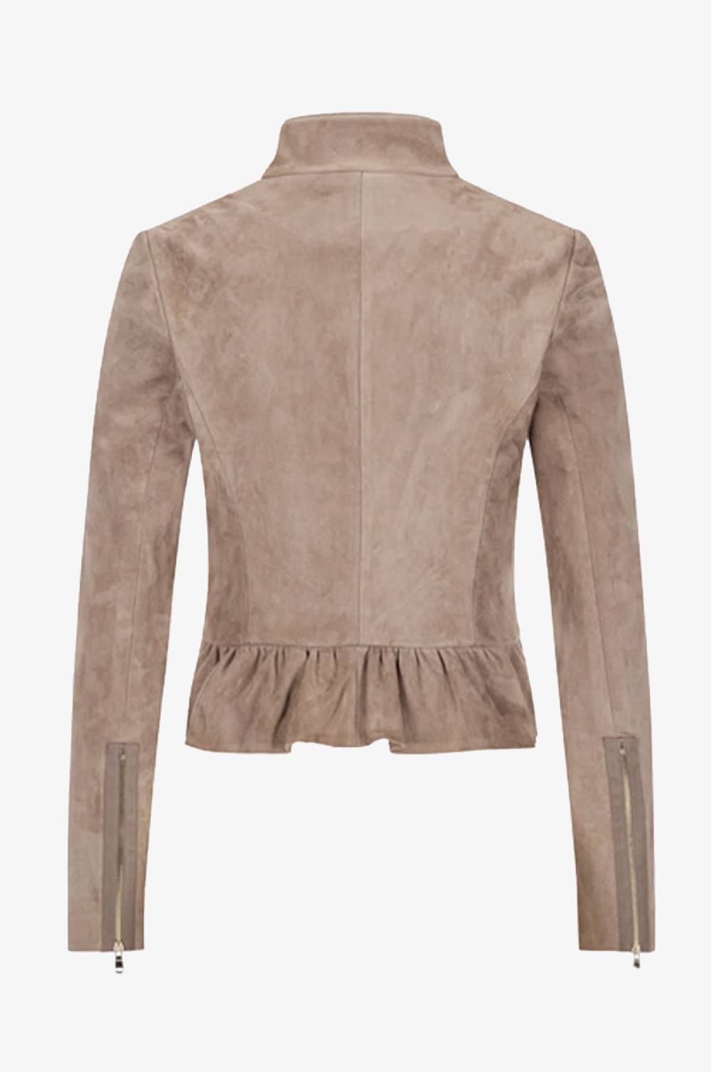 Kinga Mathe Lederjacke Sybille mit Schößchen in Rosenholz Sonderangebot der Fabrik