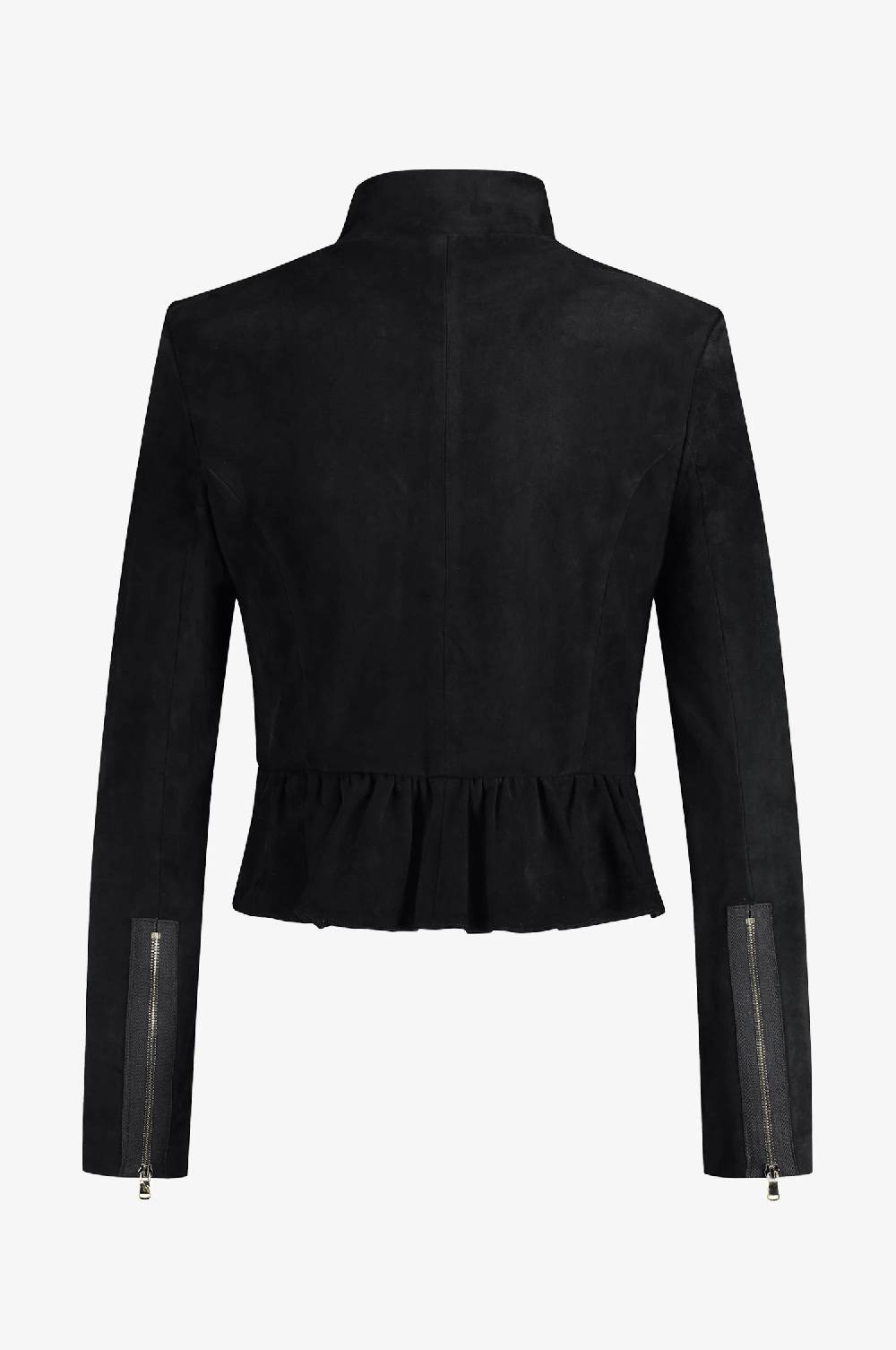 Kinga Mathe Lederjacke Sybille mit Schößchen in Schwarz Vierteljährliche Förderung