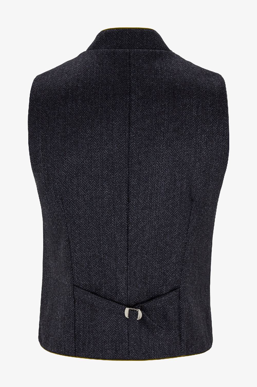 Kinga Mathe Gilet Nick aus Schurwolle in Anthrazit mit Paspel in Olive Fabrik Onlineshop
