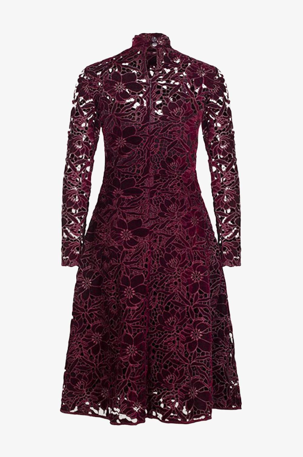 Kinga Mathe Samt Kleid Evelyn in Bordeaux Osterangebot