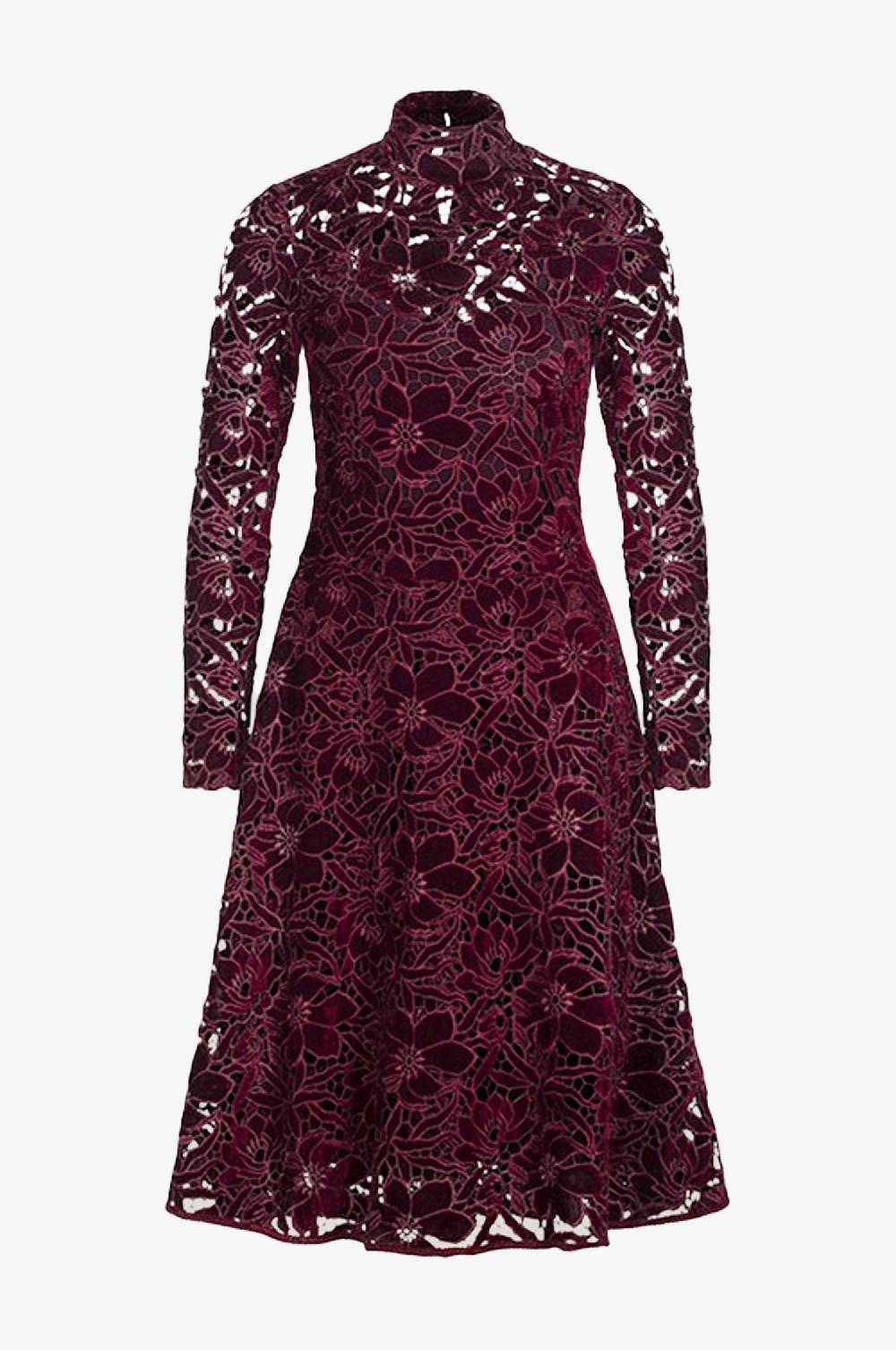 Kinga Mathe Samt Kleid Evelyn in Bordeaux Osterangebot