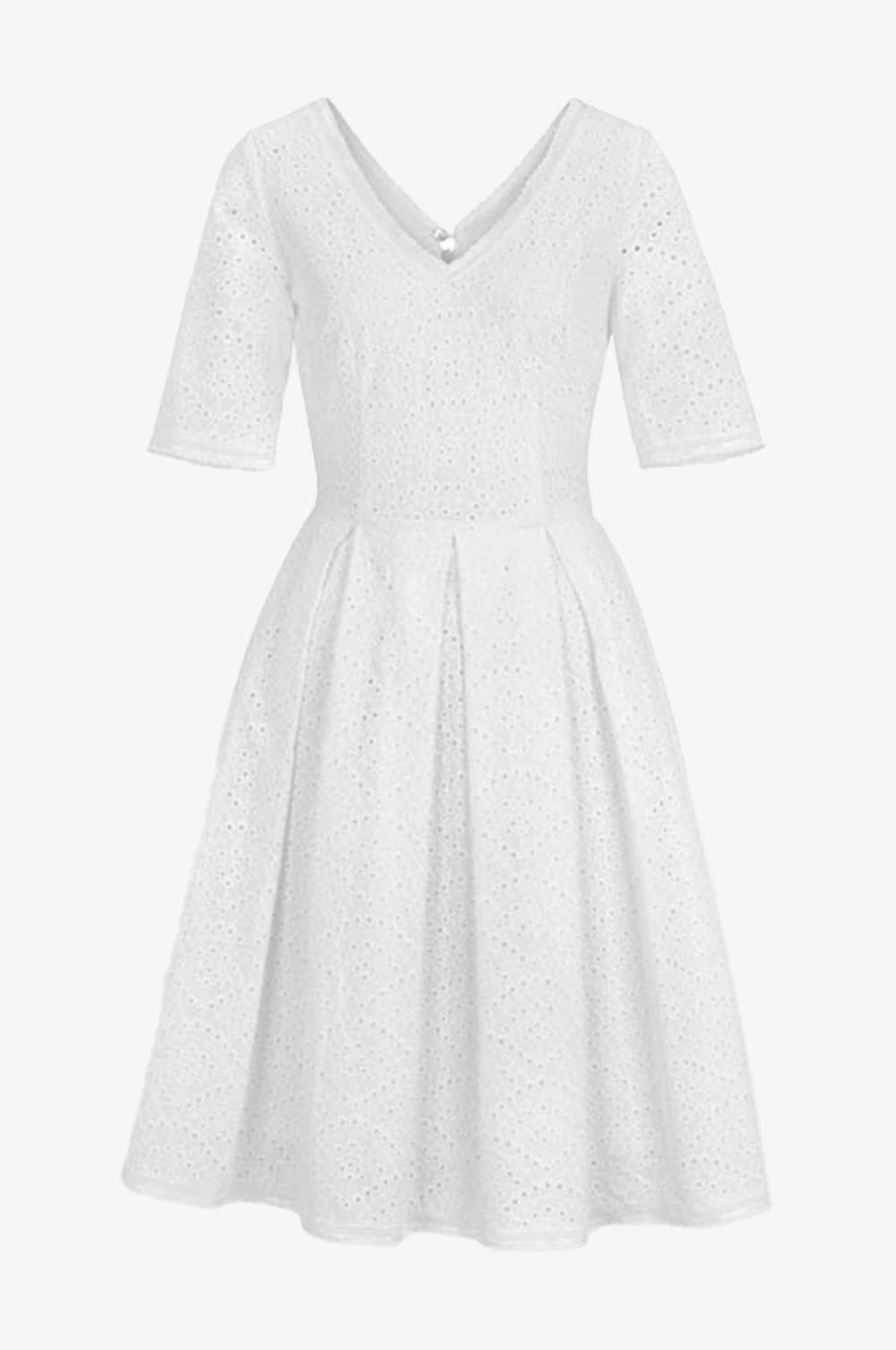 Kinga Mathe Baumwoll-Kleid Kloe in Weiß Jubiläumsangebot