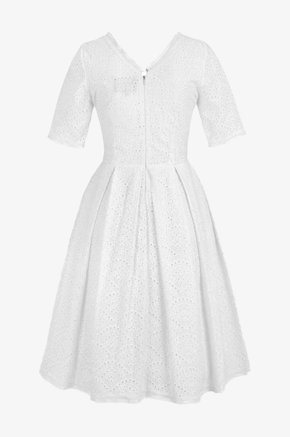 Kinga Mathe Baumwoll-Kleid Kloe in Weiß Jubiläumsangebot