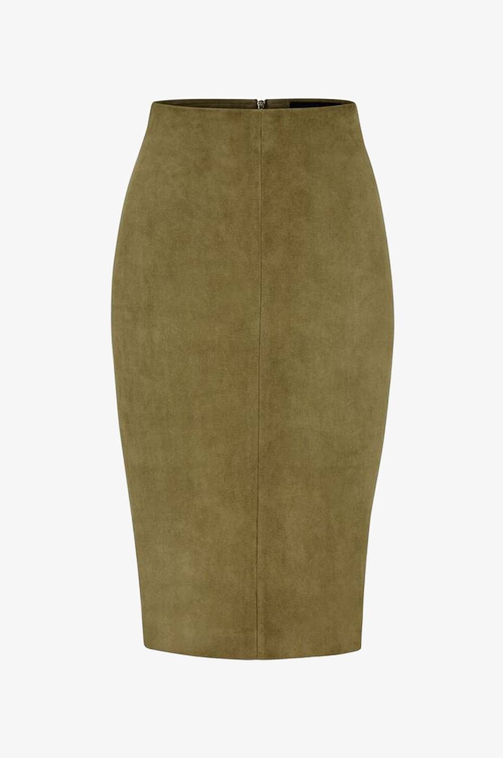Kinga Mathe Lederrock Deborah in Khaki Neueste Mode
