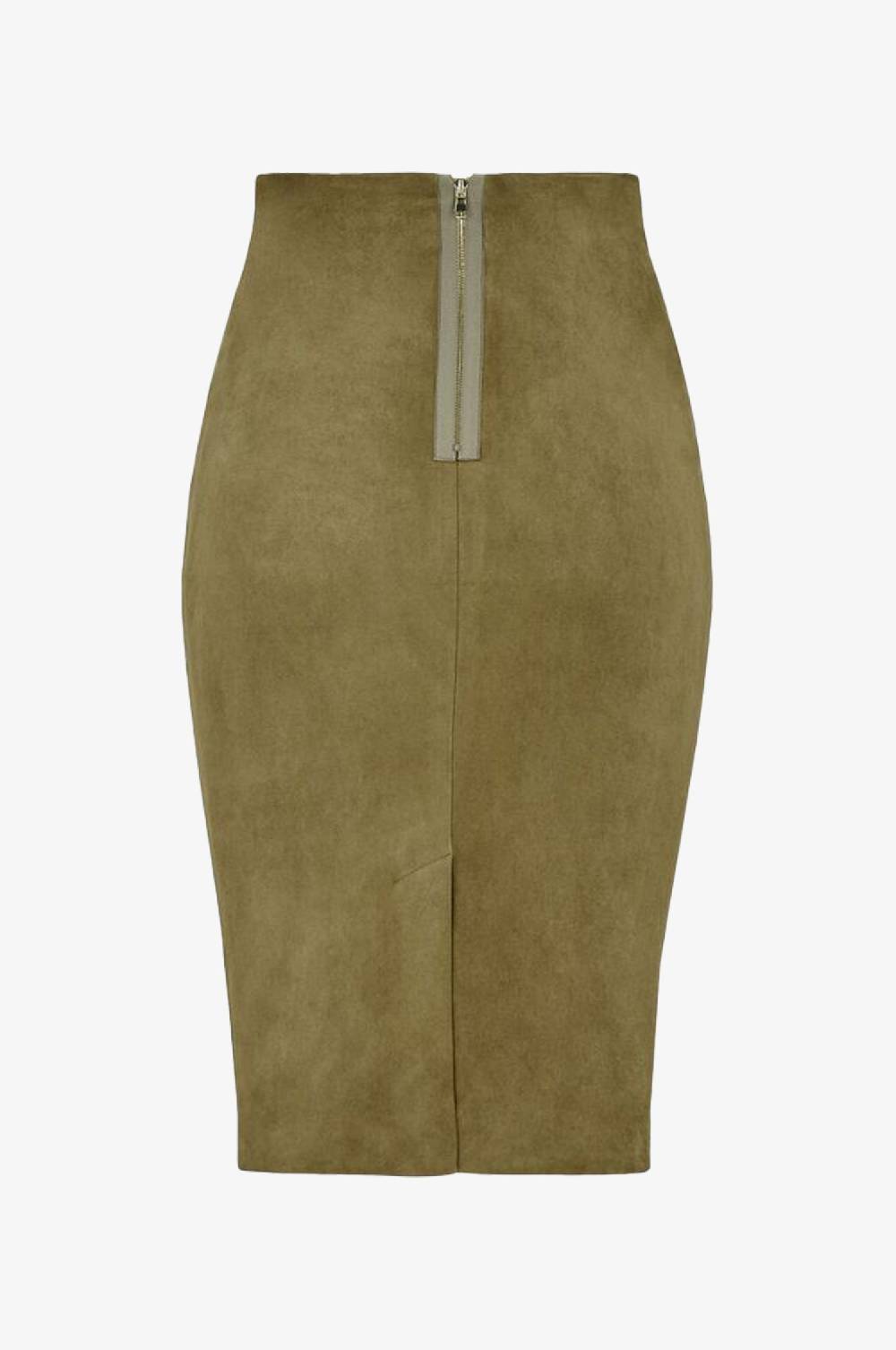 Kinga Mathe Lederrock Deborah in Khaki Neueste Mode