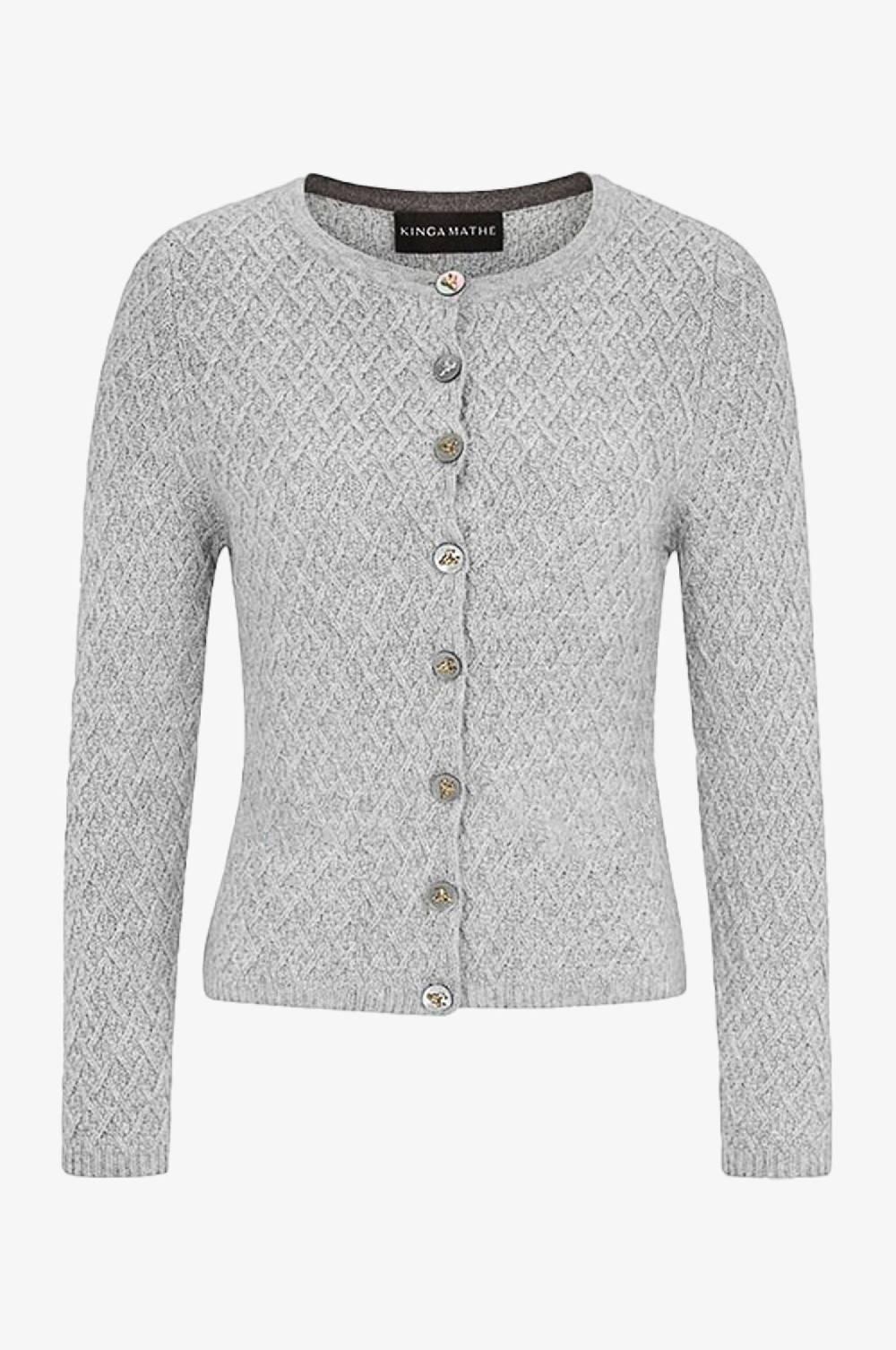 Kinga Mathe Cashmere Strickjacke Flora in Grau Zeitlich begrenztes Angebot