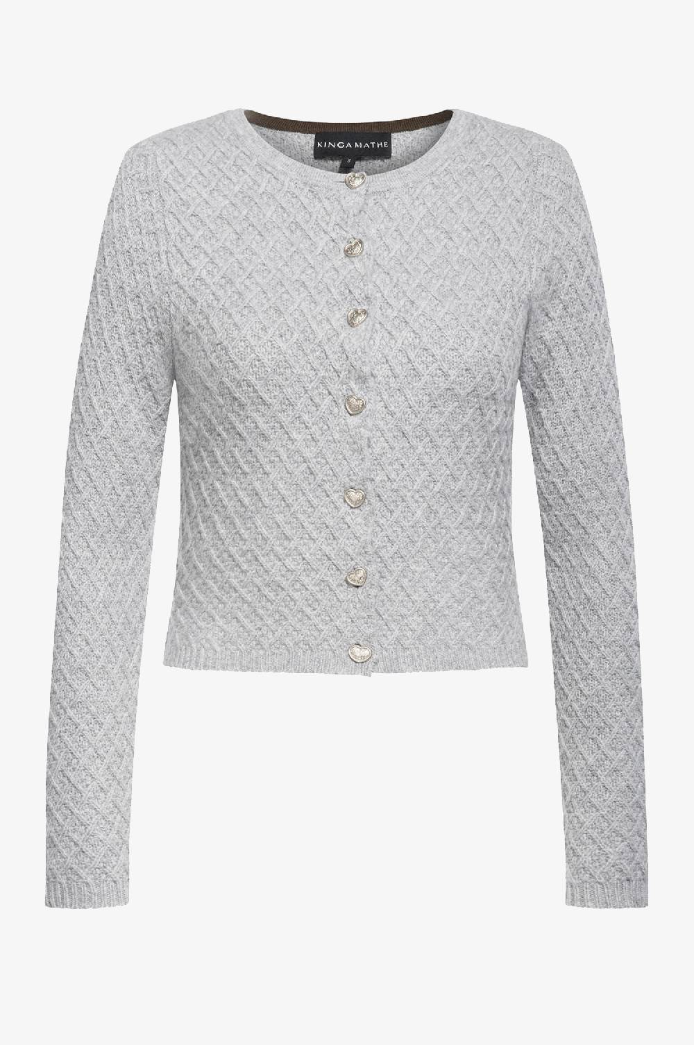 Kinga Mathe Cashmere Strickjacke Flora in Grau Exklusive Angebote