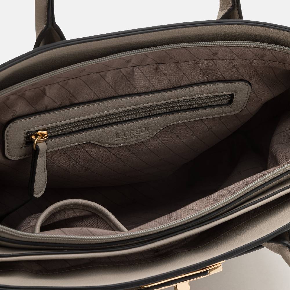 L. Credi Konstanze Henkeltasche stone Räumungsverkauf