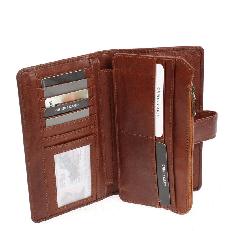 Leconi Geldbörse Damen Portemonnaie Leder braun LE9017 Top Angebot