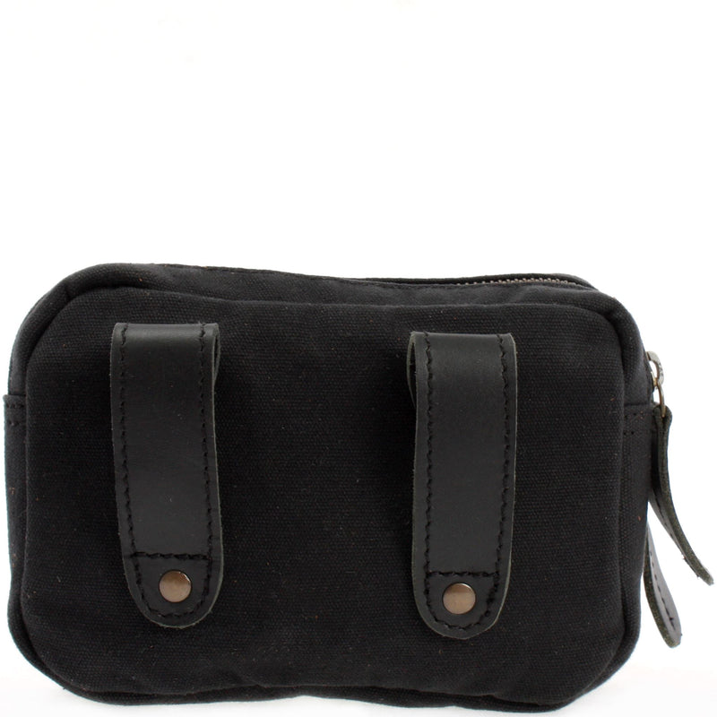 Leconi Gürteltasche Bauchtasche Hüfttasche Leder Canvas schwarz LE3037 VIP-Rabatte