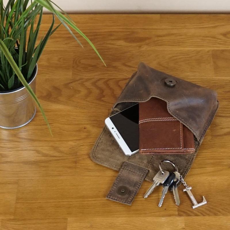 Leconi Gürteltasche Bauchtasche Hüfttasche Damen Herren Leder schlamm LE9005 Wochenangebot
