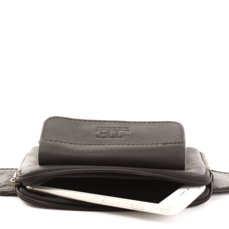 Leconi Gürteltasche Bauchtasche Hüfttasche Festivaltasche Büffelleder schwarz LE9015 Letzte 3 Tage