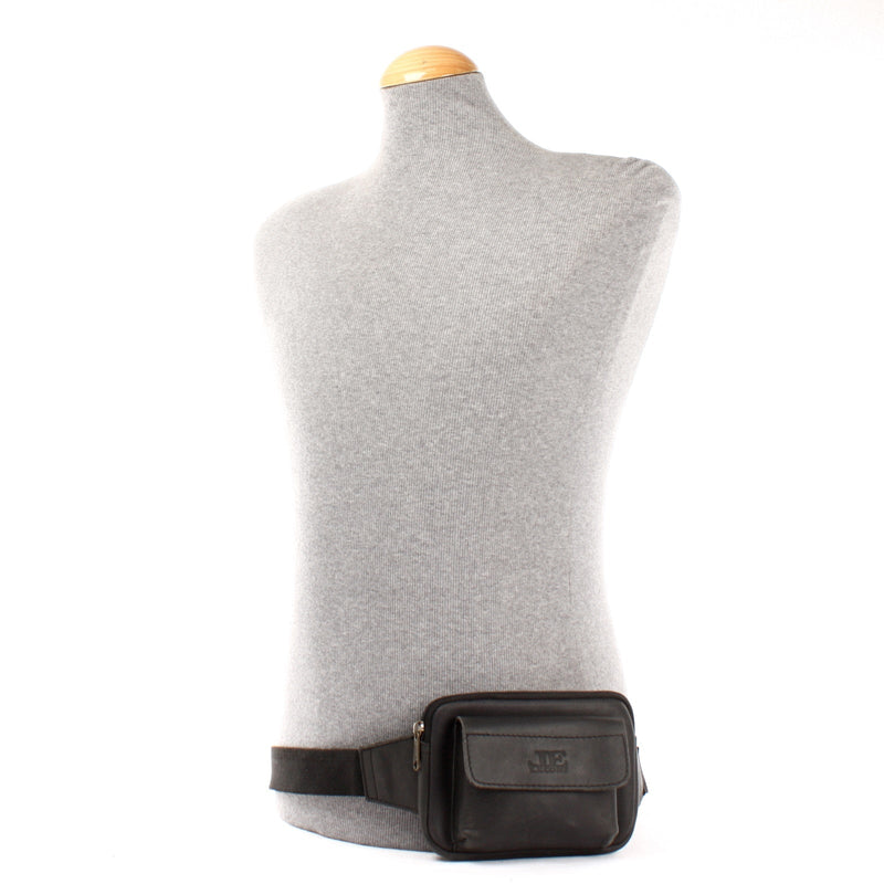 Leconi Gürteltasche Bauchtasche Hüfttasche Festivaltasche Büffelleder schwarz LE9015 Letzte 3 Tage
