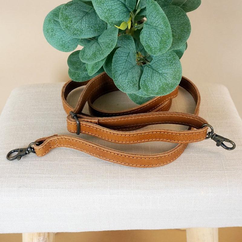 Leconi schmaler Trageriemen Schultergurt Leder 1,6cm x 150cm cognac LEC-R8 Neueste Stile