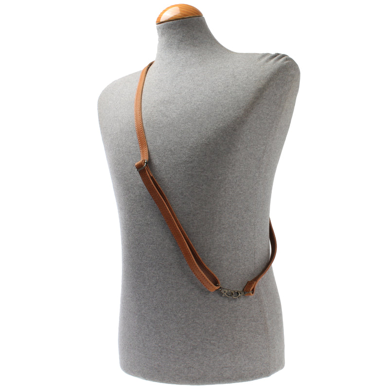 Leconi schmaler Trageriemen Schultergurt Leder 1,6cm x 150cm cognac LEC-R8 Neueste Stile