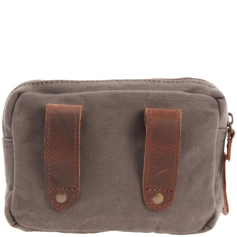 Leconi Gürteltasche Bauchtasche Canvas Rindsleder grau LE3037 Letzter Tag