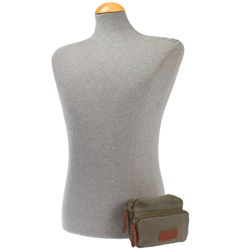 Leconi Gürteltasche Bauchtasche Hüfttasche Leder Canvas grün LE3037 Zeitbegrenzte Promotion