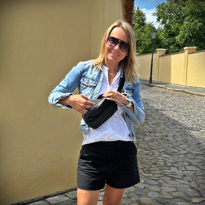 Leconi Gürteltasche Bauchtasche Hüfttasche Damen Herren Nappa Leder schwarz LE9029 Bis zu 55% Rabatt