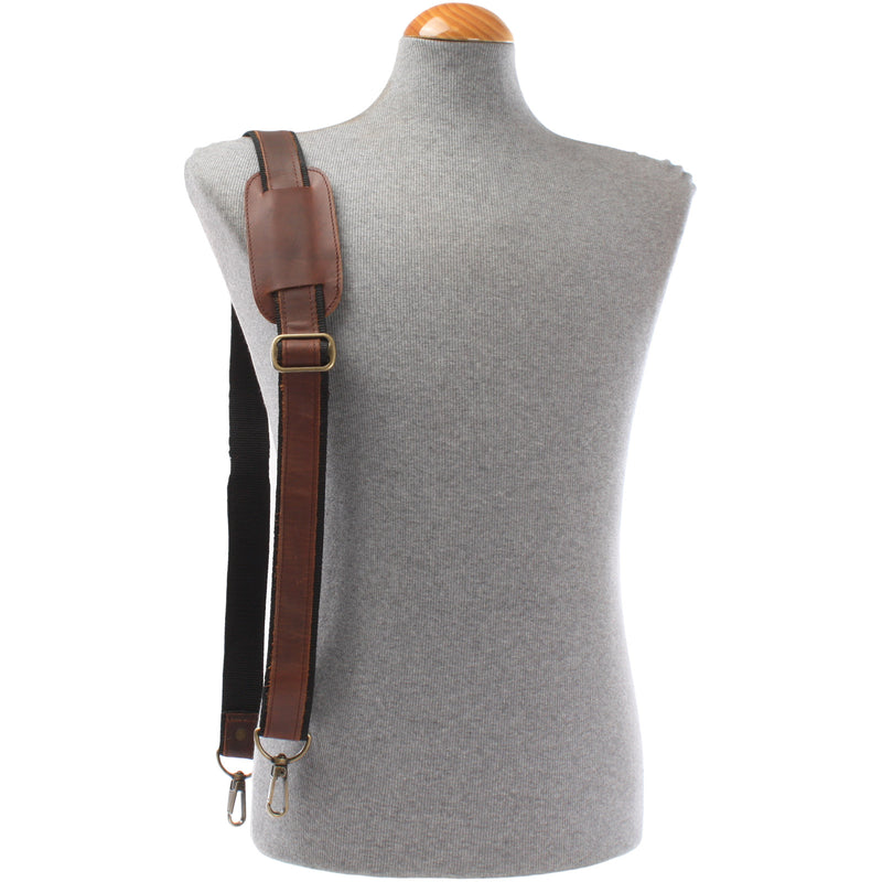 Leconi Trageriemen Leder braun - schwarz 150cm LEC-R2 Clearance-Verkauf
