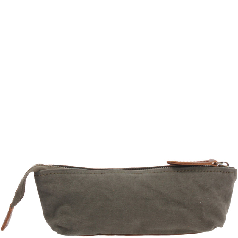Leconi Stiftemappe Federtasche Stifteetui Federmappe Damen Herren Canvas Leder grün LE9026 Fabrikladen