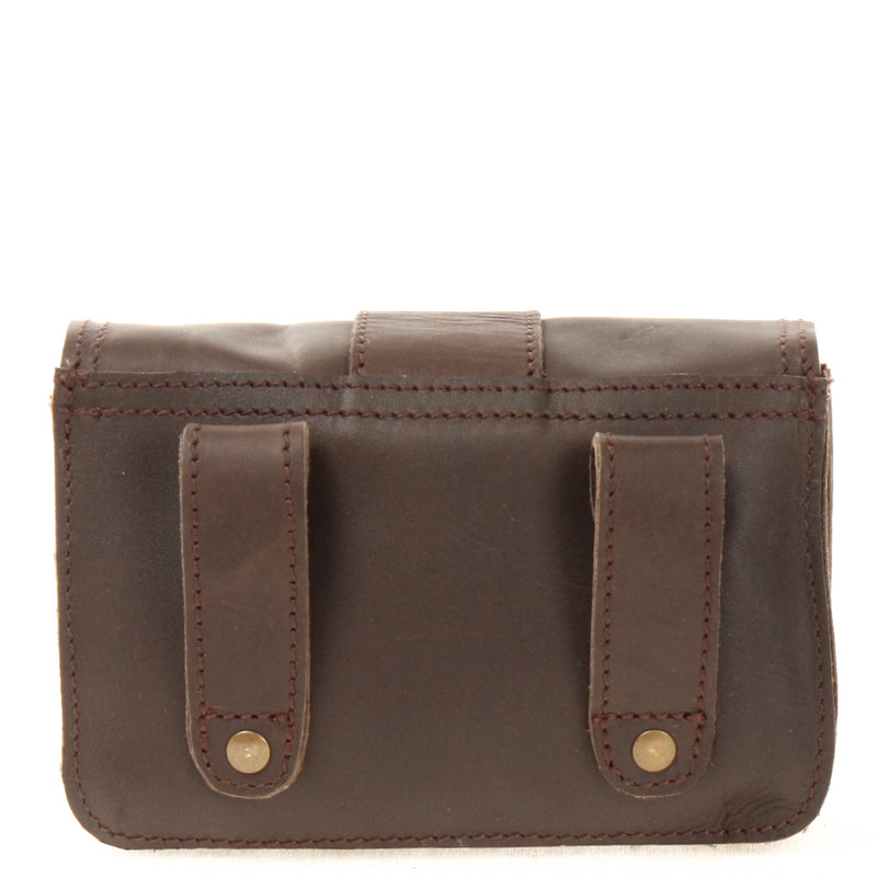 Leconi Gürteltasche Bauchtasche Hüfttasche Damen Herren Rindsleder dunkelbraun LE9005 Speichern exportieren