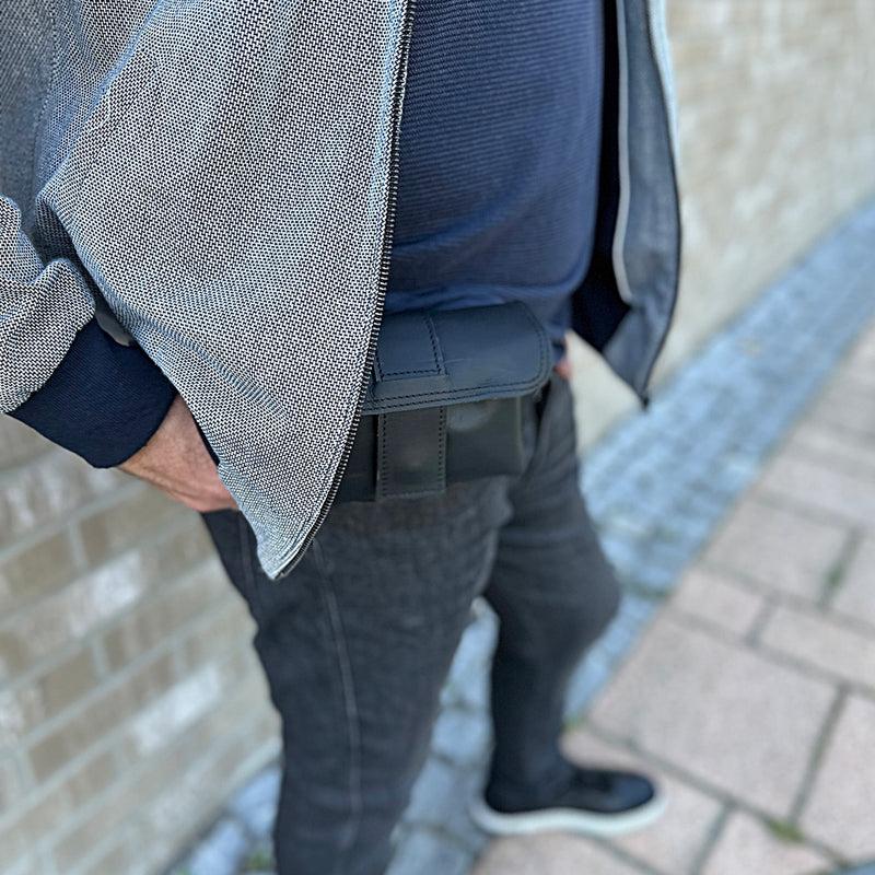 Leconi große Gürteltasche Bauchtasche Hüfttasche Damen Herren Rindsleder schwarz LE9030 Im Verkauf