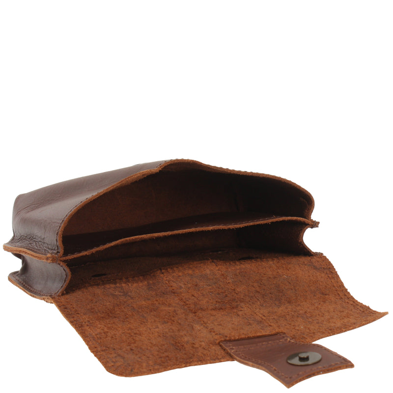 Leconi große Gürteltasche Bauchtasche Hüfttasche Damen Herren Rindsleder braun LE9030 zollfrei
