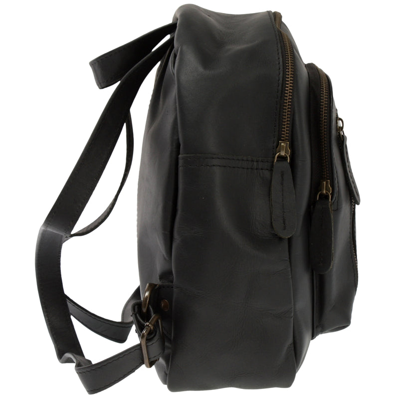 Leconi kleiner Rucksack Freizeitrucksack Lederrucksack Leder schwarz LE1011 50% Rabatt für begrenzte Zeit