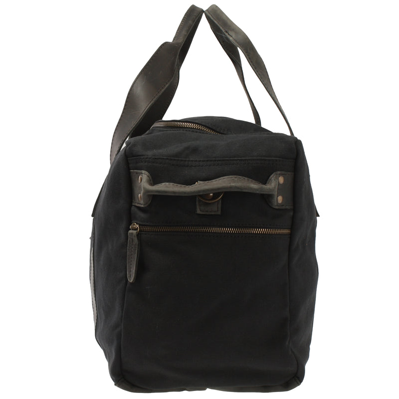 Leconi Weekender Sporttasche Reisetasche Damen Herren Leder Canvas schwarz LE2014 Rabatte dieses Monats