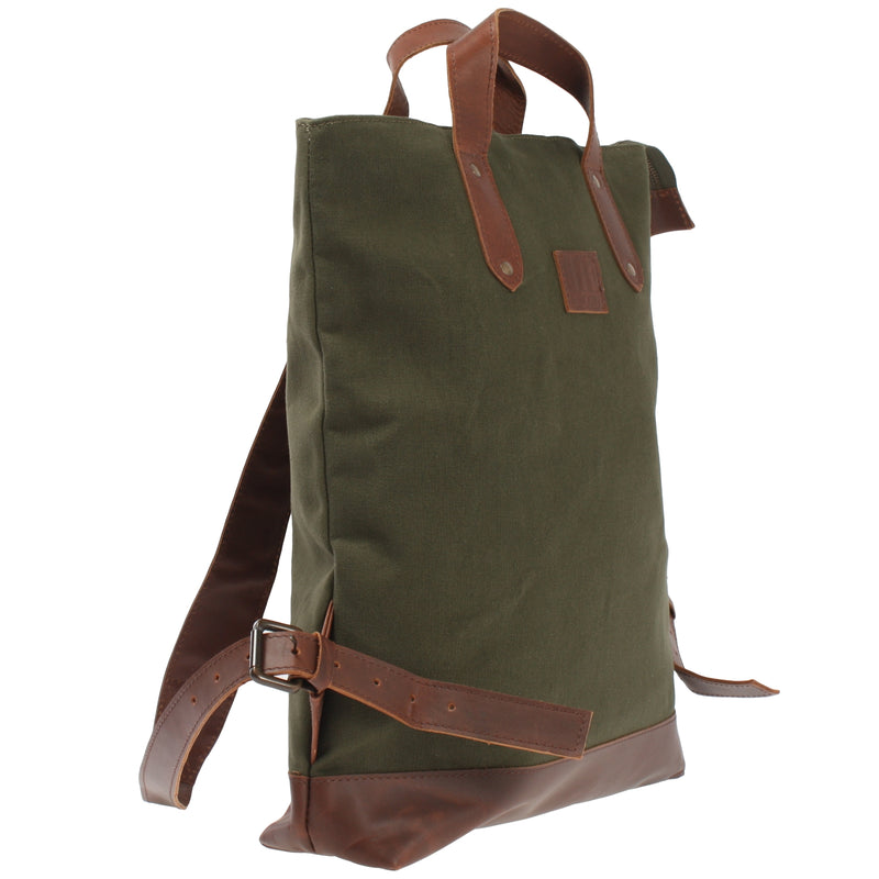 Leconi Freizeitrucksack Rucksack DIN A4 Canvas Leder grün LE1021 2025