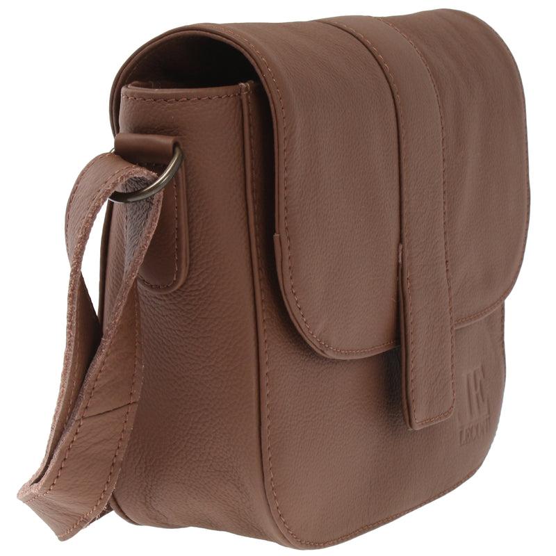Leconi kleine Schultertasche Umhängetasche Damentasche Leder rehbraun LE0074 Online
