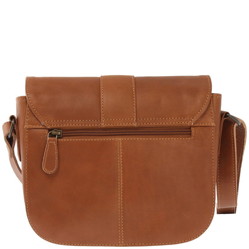Leconi kleine Schultertasche Umhängetasche Damentasche Leder cognac LE0074 Outlet