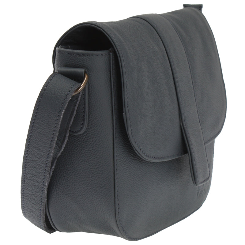 Leconi kleine Schultertasche Umhängetasche Damentasche Leder navy LE0074 Auslauf