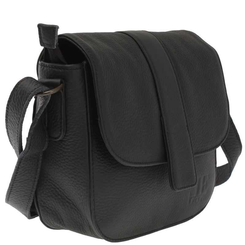 Leconi kleine Schultertasche Umhängetasche Damentasche Leder schwarz LE0074 Verkauf