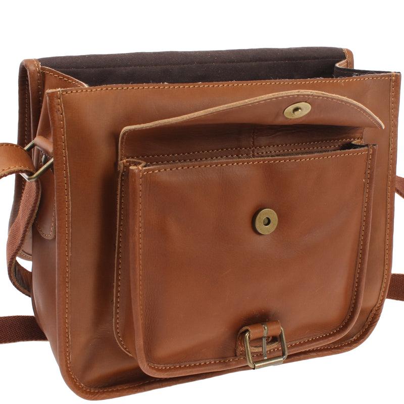 Leconi Umhängetasche Schultertasche Freizeittasche Büffelleder cognac LE3085 Hotsell
