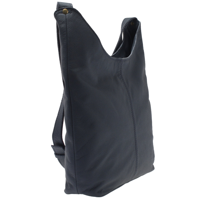 Leconi mittlere Umhängetasche Schultertasche Beuteltasche Damentasche Leder navy LE0072 im Angebot