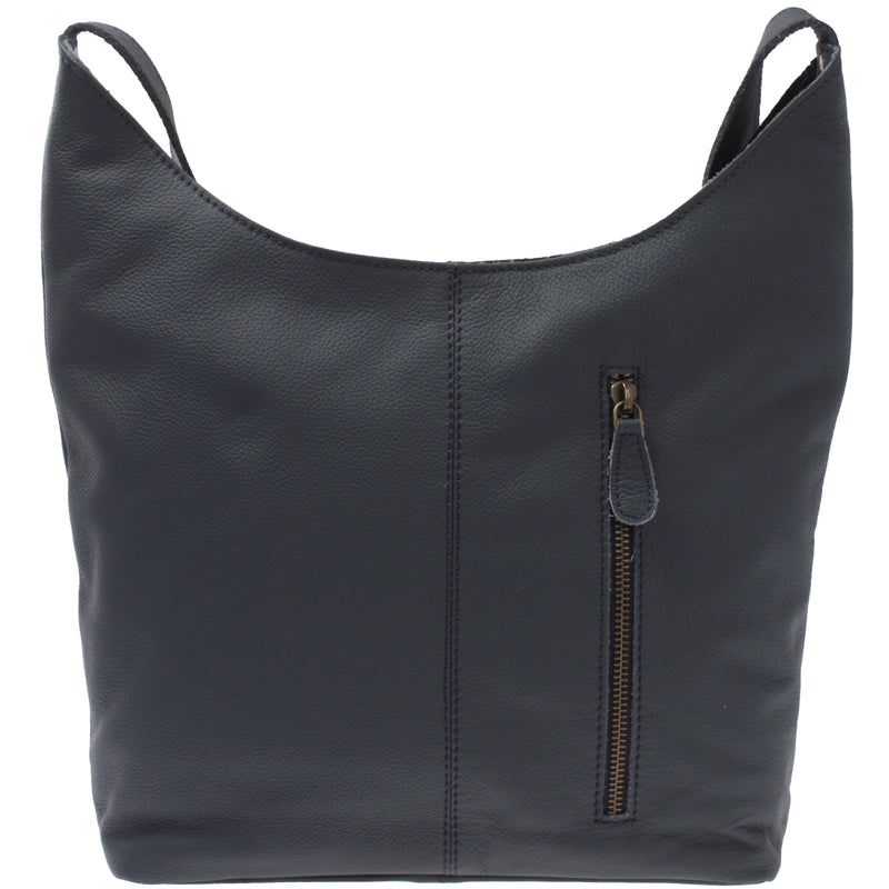 Leconi mittlere Umhängetasche Schultertasche Beuteltasche Damentasche Leder navy LE0072 im Angebot