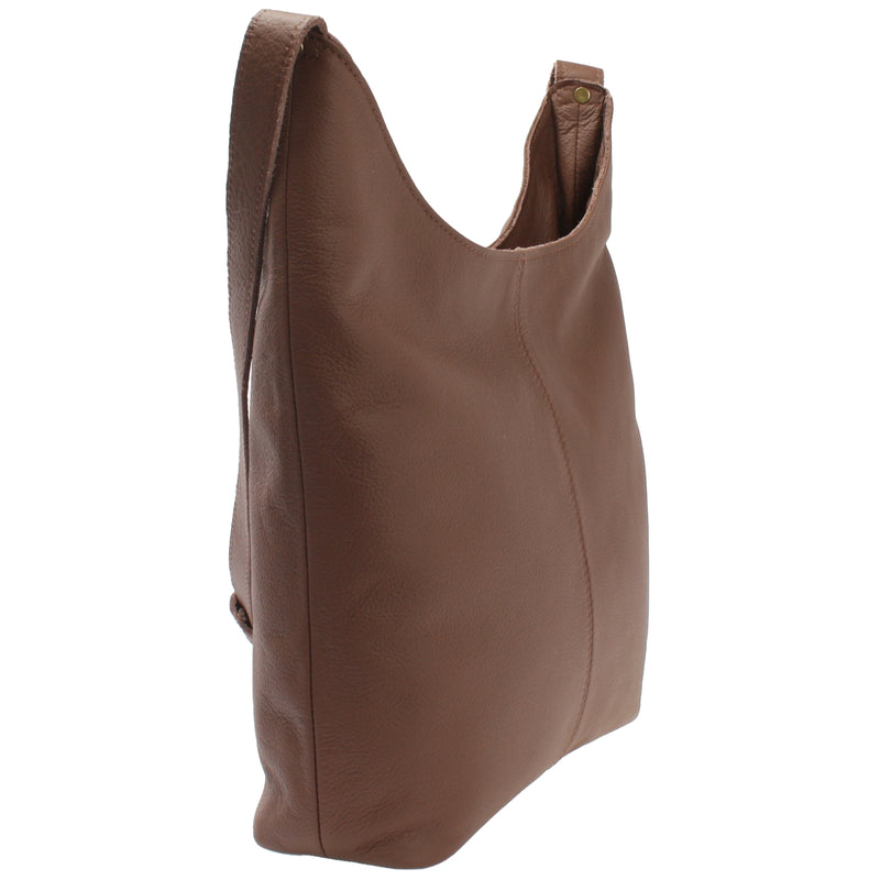 Leconi mittlere Umhängetasche Schultertasche Beuteltasche Damentasche Leder rehbraun LE0072 Schlussverkauf