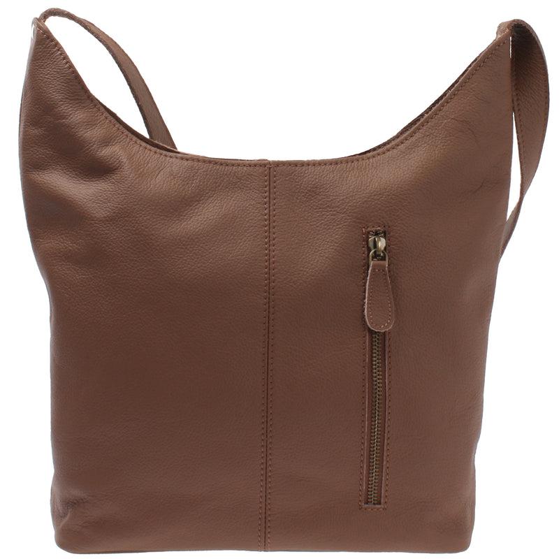 Leconi mittlere Umhängetasche Schultertasche Beuteltasche Damentasche Leder rehbraun LE0072 Schlussverkauf