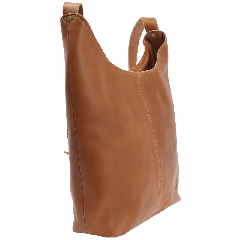 Leconi mittlere Umhängetasche Schultertasche Beuteltasche Damentasche Leder cognac LE0072 Günstiger Verkauf