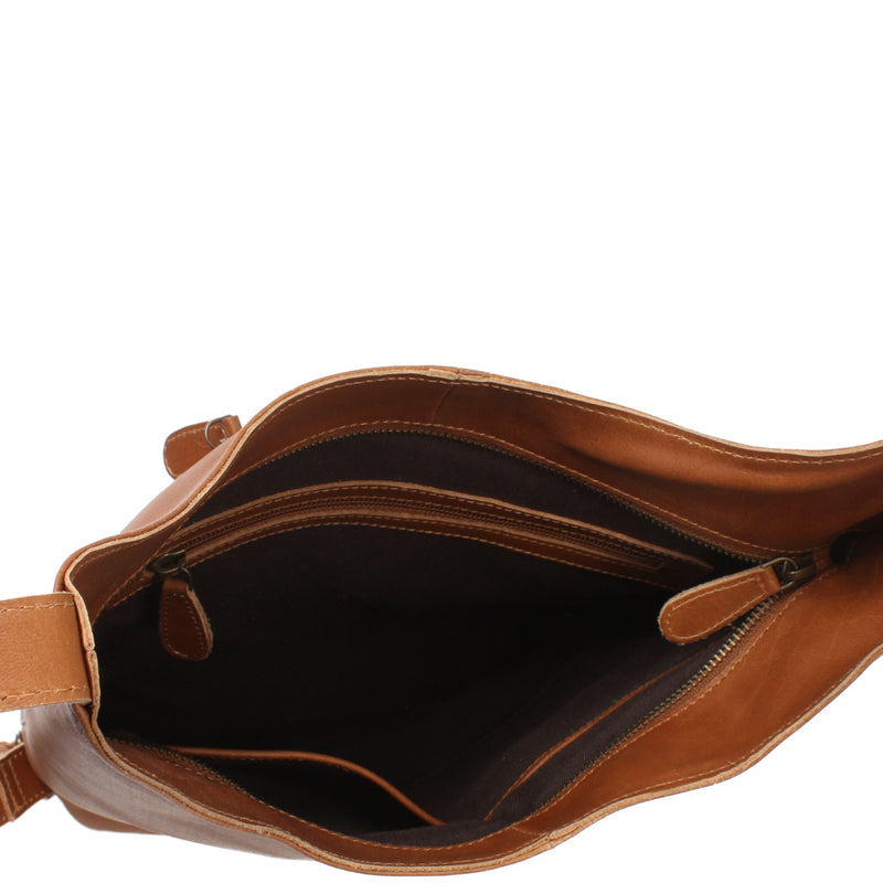 Leconi mittlere Umhängetasche Schultertasche Beuteltasche Damentasche Leder cognac LE0072 Günstiger Verkauf