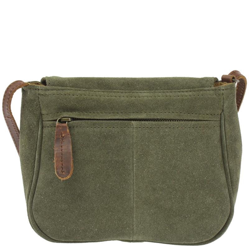 Leconi kleine Umhängetasche Ledertasche Damentasche Schultertasche Veloursleder grün LE3047 Fabrikverkauf
