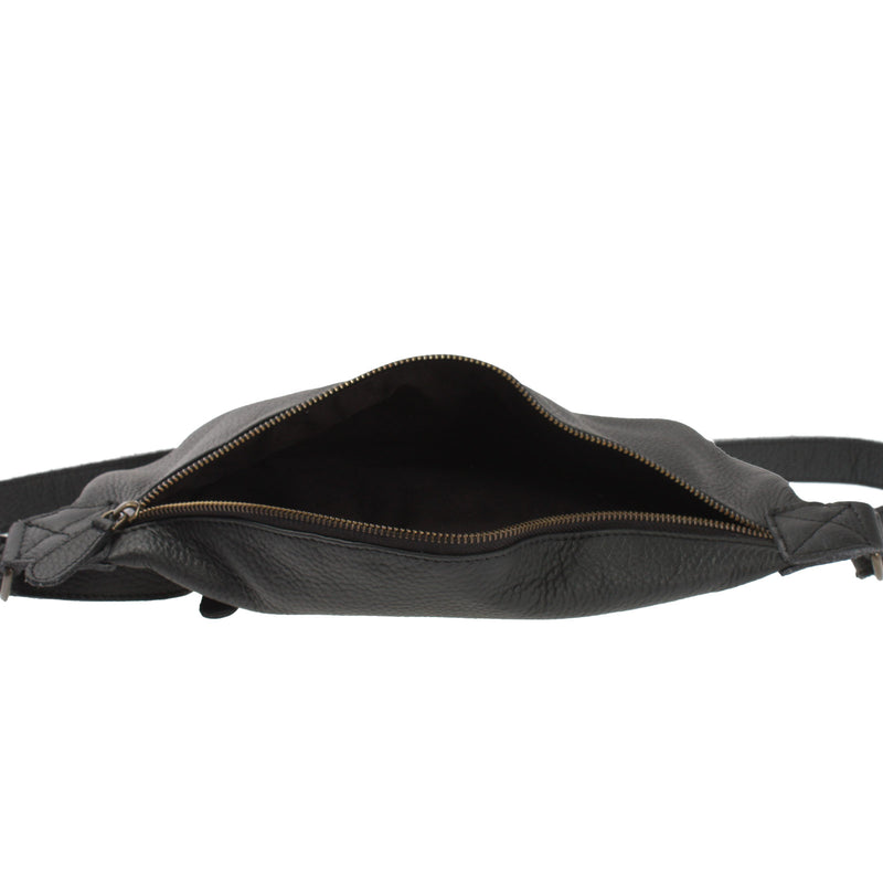 Leconi große Bauchtasche Umhängetasche Crossbody Ledertasche Leder schwarz LE3088 Meist gekauft