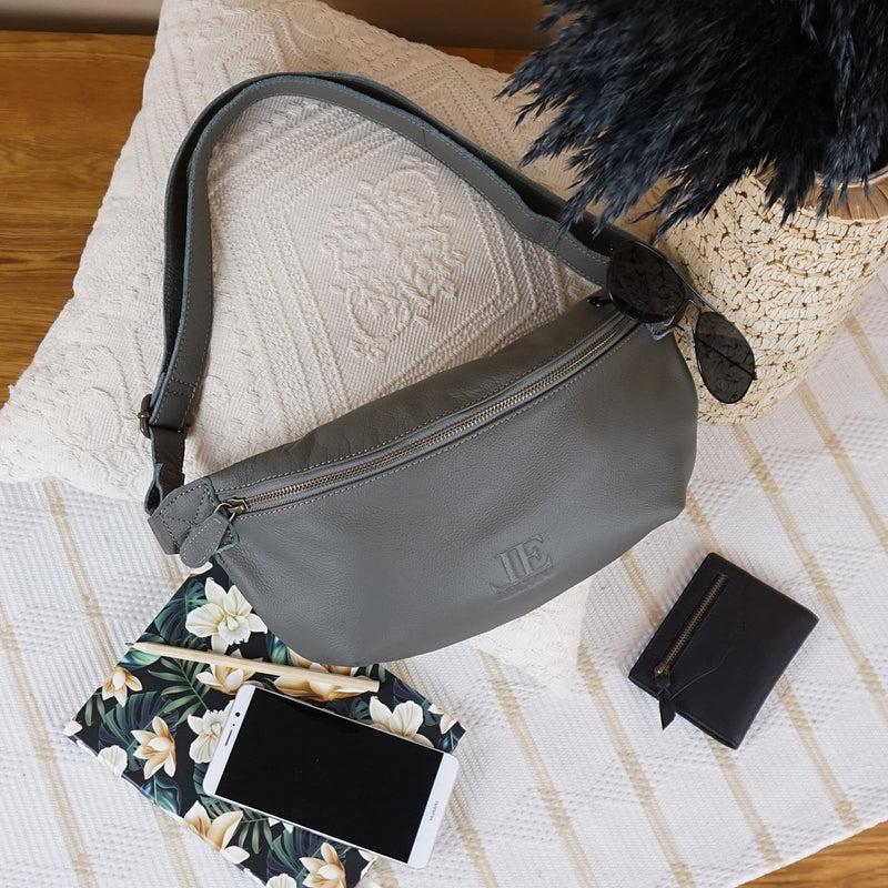 Leconi große Bauchtasche Umhängetasche Crossbody Ledertasche Leder oliv LE3088 Blitzverkäufe