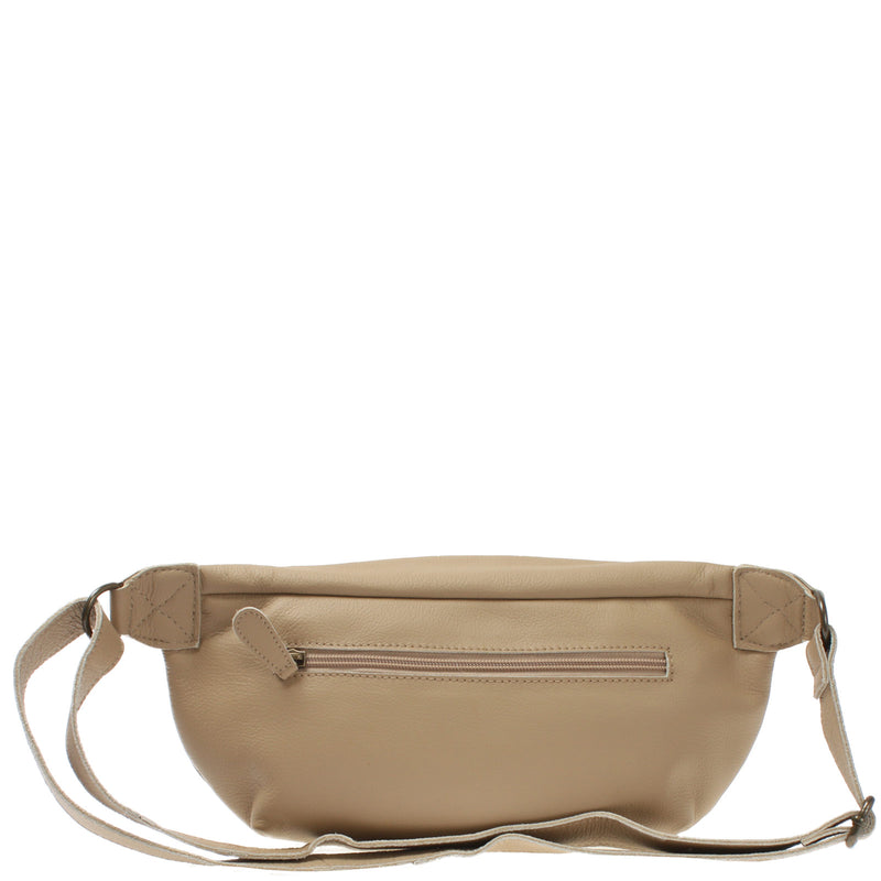 Leconi große Bauchtasche Umhängetasche Crossbody Ledertasche Leder sand LE3088 Kostenloser Versand