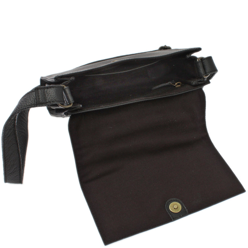 Leconi mittlere Schultertasche Umhängetasche Damentasche Leder schwarz LE3089 Limitierter Zeitrabatt