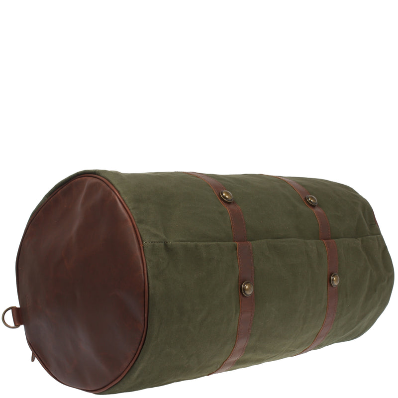 Leconi großer Weekender Reisetasche Sporttasche Leder Canvas grün LE2026 Fabrik Onlineshop